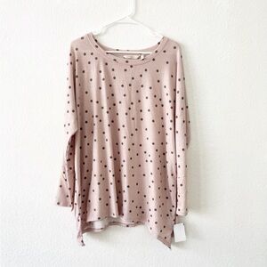 Soft Surroundings Top Womens  S/M Polka Dot Tunic Light Pink Rayon Blend NEW